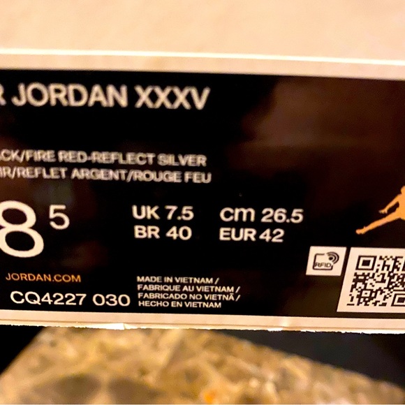 ❤️Air JordanXXXV~”Unisex” Black/Red Suede upper Mens 8.5 (W10) Brand New?❤️” main image 10